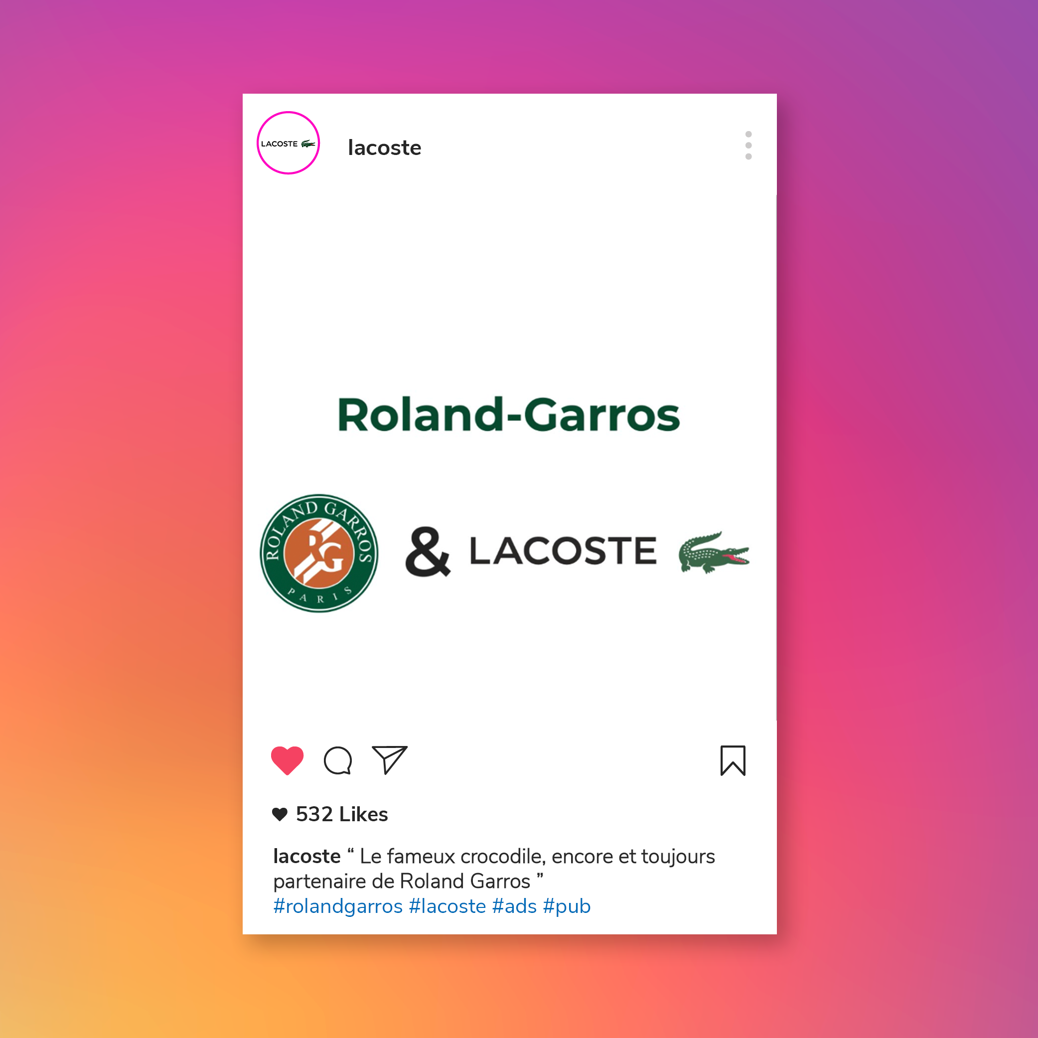 Pub Instagram LACOSTE